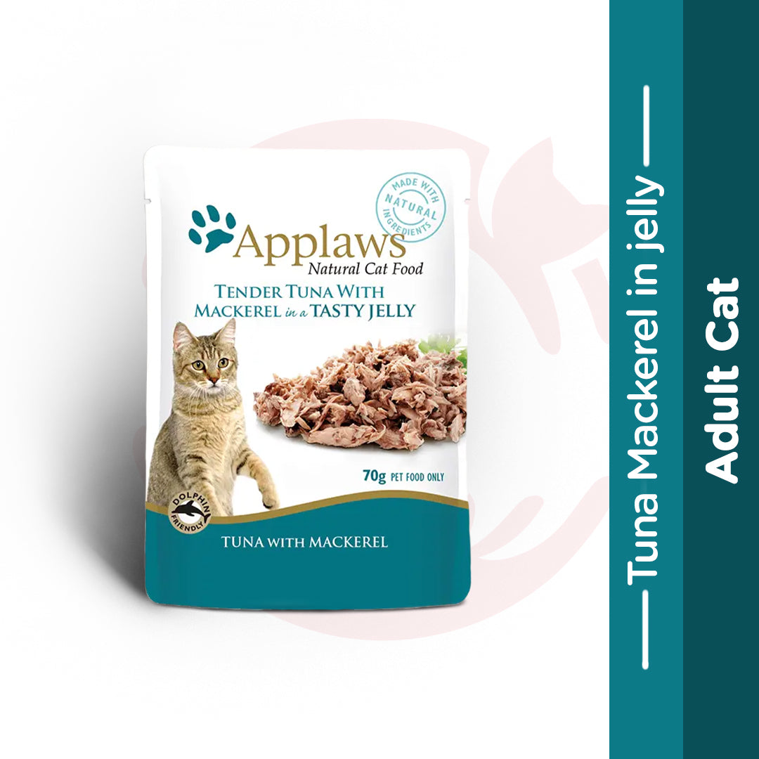 Applaws Wet Cat Food - Tuna with Mackerel in Jelly (70g x 16 Pouches)