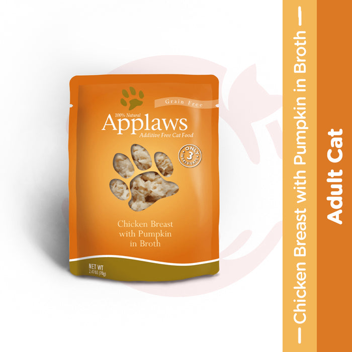 Applaws Wet Cat Food - Chicken Breast with Pumpkin in Broth (70g x 12 Pouches)