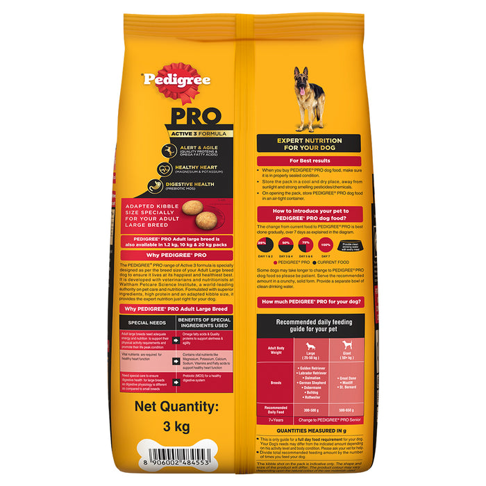 Pedigree PRO Dry Dog Food - Active Adult Dogs Large Breed (18+ Months)
