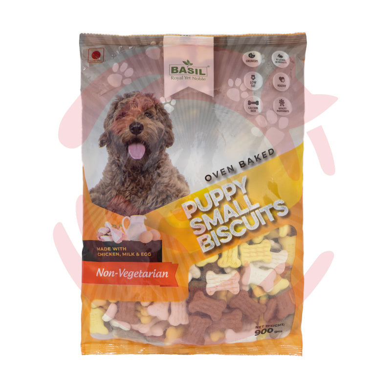 Basil Puppy Dog Treats - Bone Shaped Non-Veg Biscuits (900g)