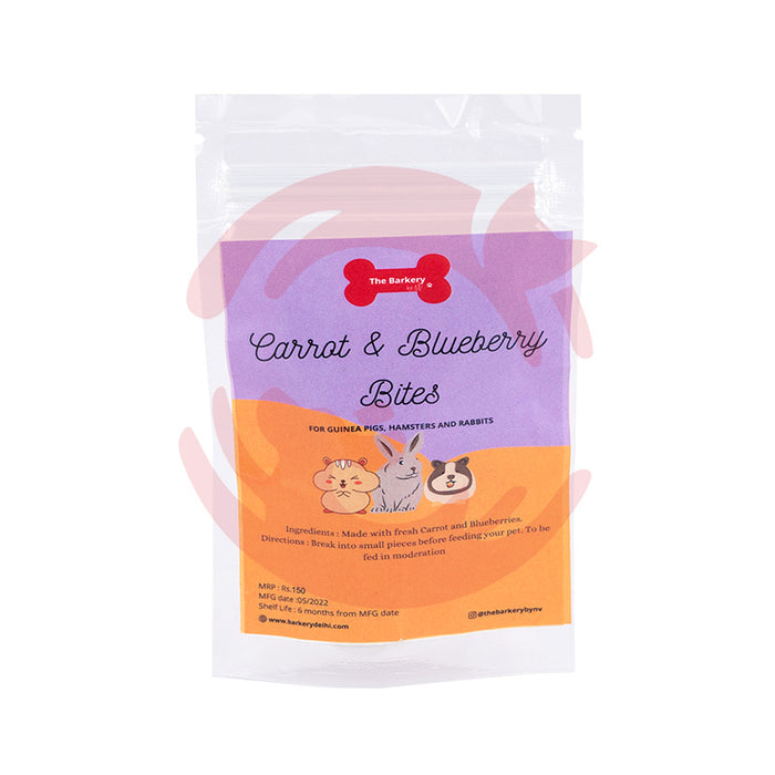 The Barkery by NV Treats for Guinea Pigs, Rabbits & Hamsters - Carrot & Blueberry Bites (20g)