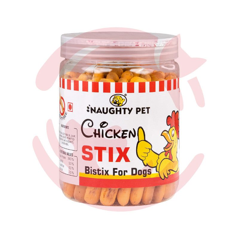 Naughty Pet Dog Treats - Chicken Stix Jar (Non-Veg) (300g)