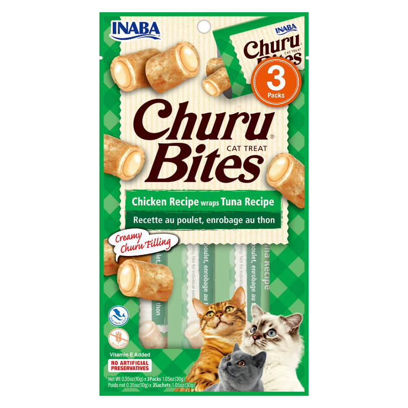 Churu Cat Treats Bites - Chicken Wraps With Tuna Recipe (3 packs x 10g)