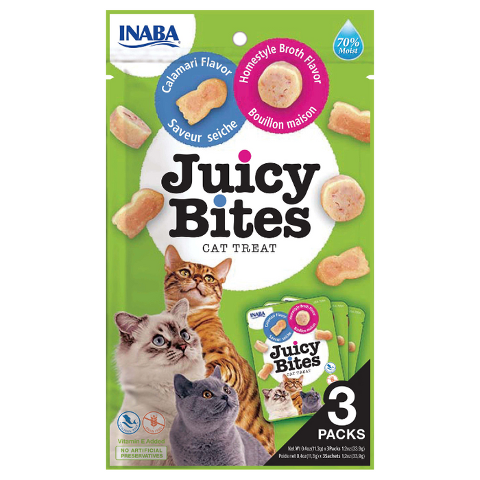 Churu Cat Treats Juicy Bites - Homestyle Borth & Calamari (3 sticks x 11g)
