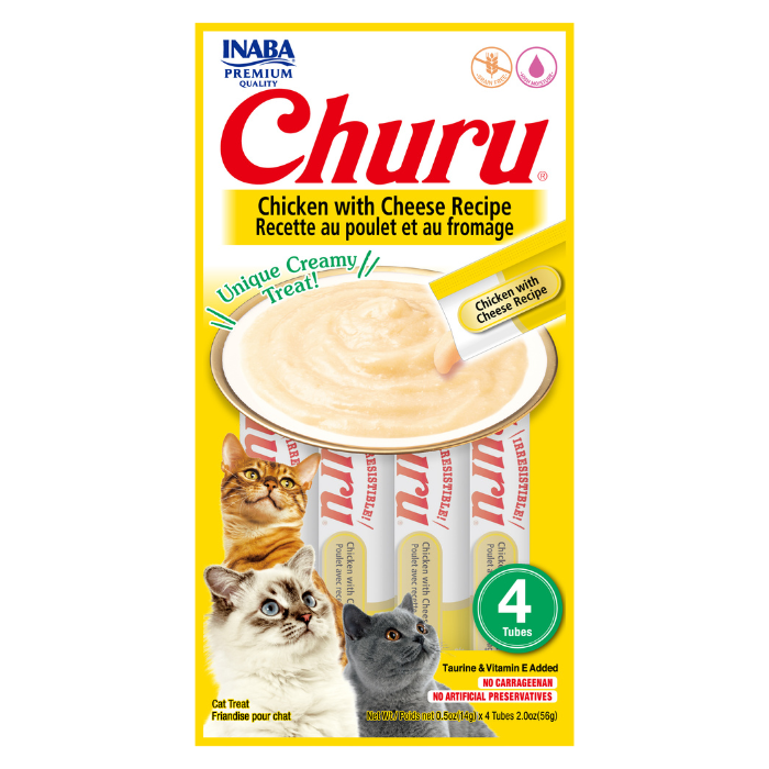 Churu Creamy Cat Treats - Chicken with Cheese (4 sticks x 14g)