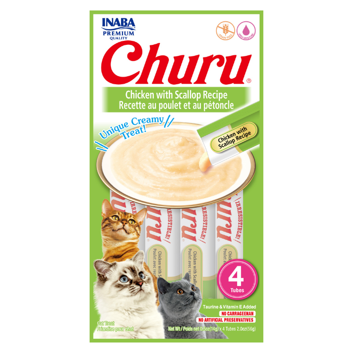 Churu Creamy Cat Treats - Chicken with Scallop (4 sticks x 14g)