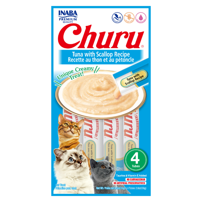 Churu Creamy Cat Treats - Tuna with Scallop (4 sticks x 14g)