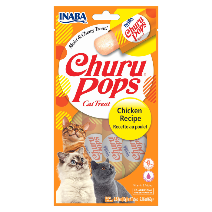 Churu Pops Cat Treats - Chicken Recipe (4 sticks x 15g)