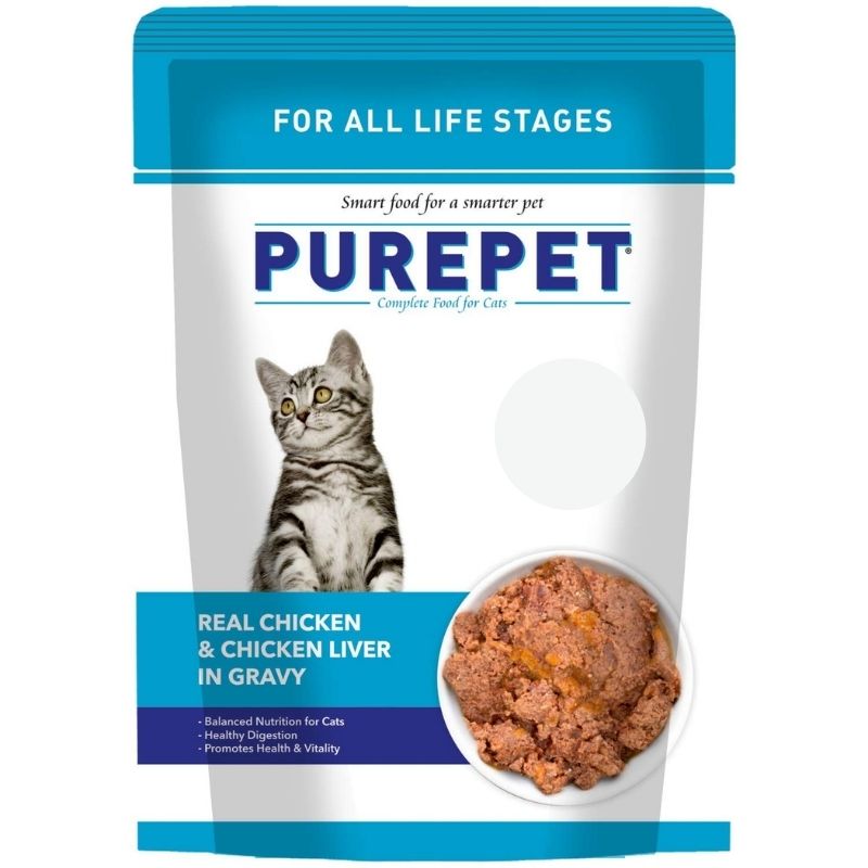 Purepet Wet Cat Food for All Lifestages - Real Chicken and Chicken Liver in Gravy
