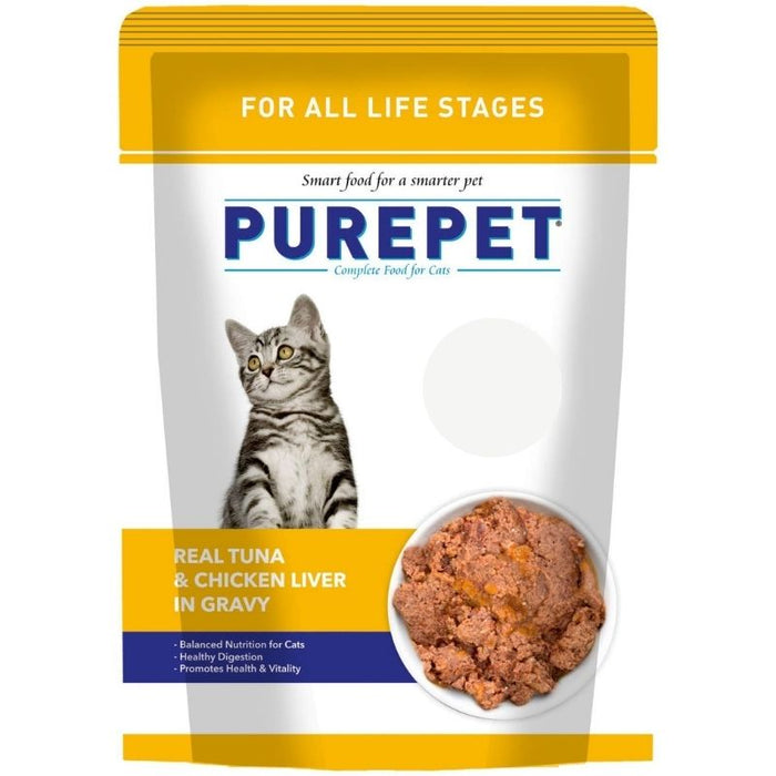 Purepet Wet Cat Food for All Lifestages - Real Tuna and Chicken Liver in Gravy