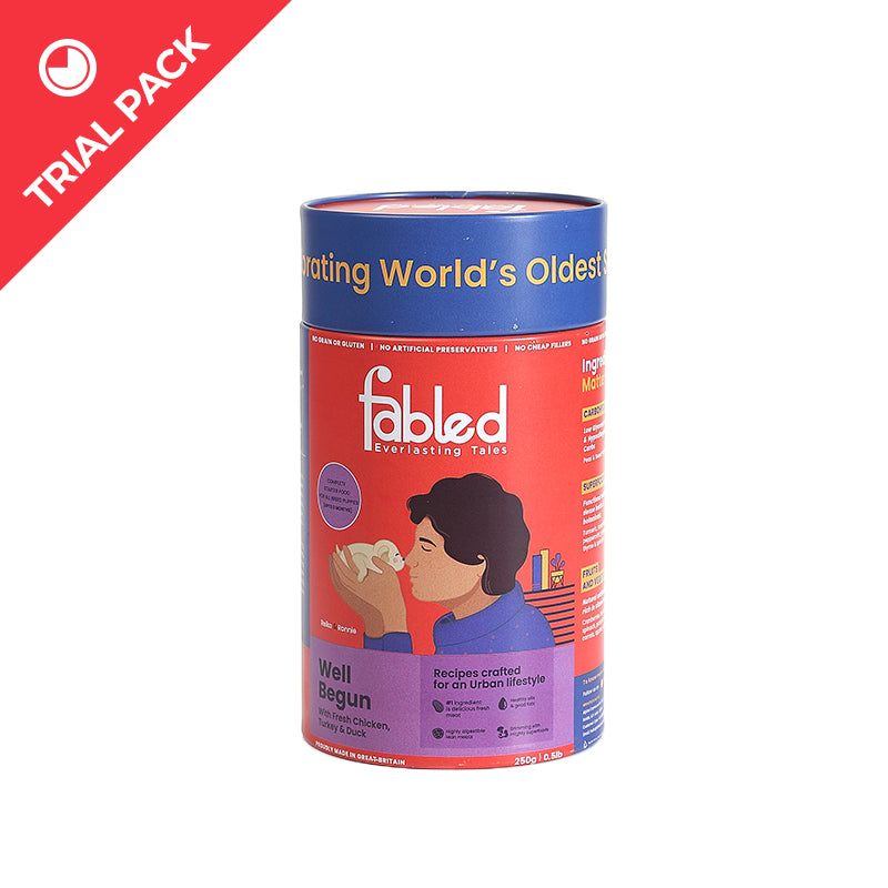 Fabled Dry Dog Food - Well Begun Starter for all breed puppies (Upto 3 months) Trial Tin (250g)