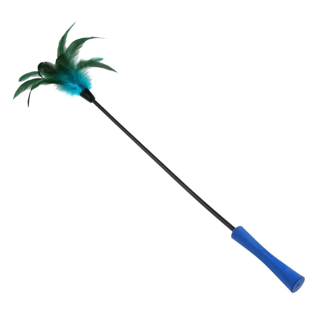 GiGwi Cat Toys - Cat Wand 'Feather Teaser' - Blue Feather