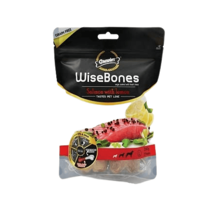 Gnawlers Dog Treats - Wisebone Grain Free - Salmon with Lemon - 200g