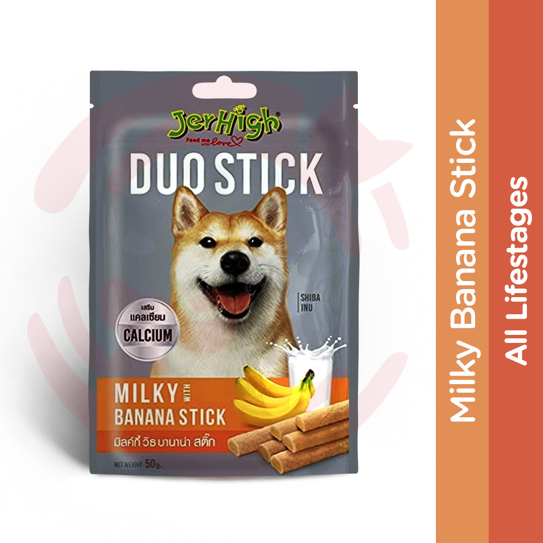 JerHigh Dog Treats - Duo Stick Milky Banana Stick (50g)