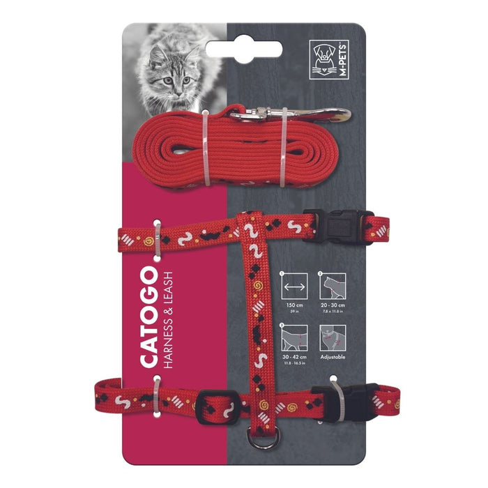 M-Pets Cat Harness and Leash Set- Catago (Red)