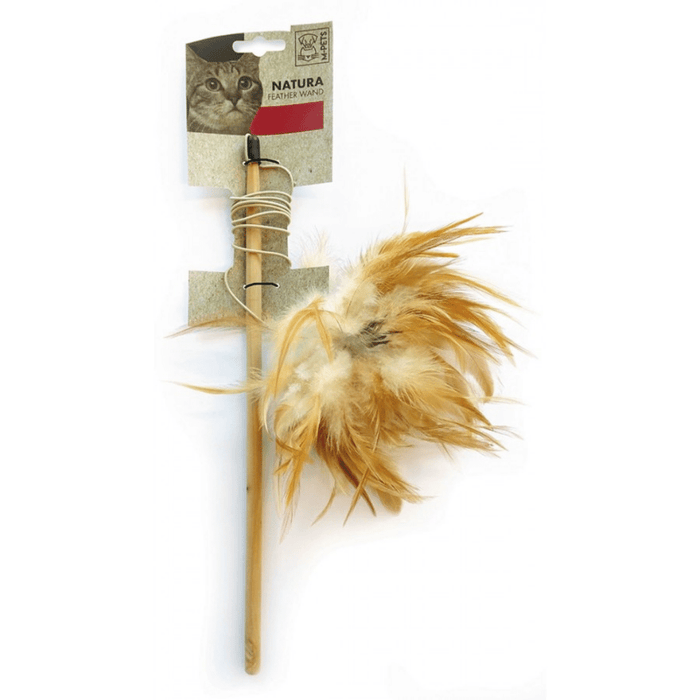 M-Pets Cat Toys - Cat Wand Feather Teaser - Natura Feather