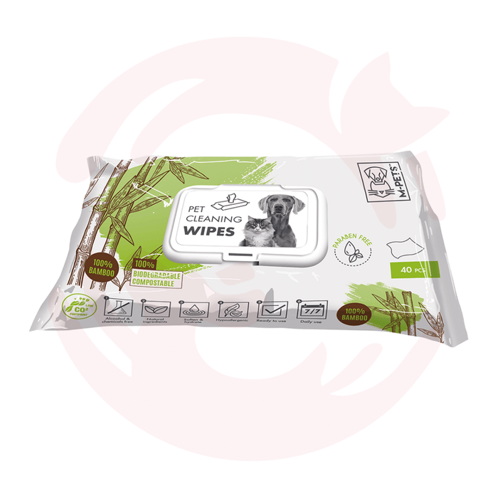 M-Pets Pet Cleaning Wipes - 100% Bamboo (40 Pcs)