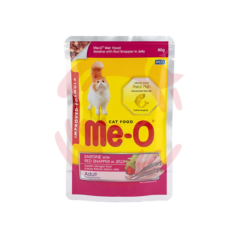 Me-O Wet Cat Food - Sardine with Red Snapper in Jelly (80g)