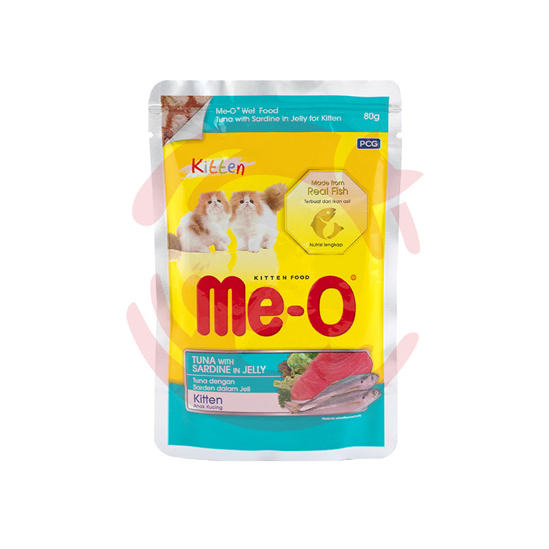 Me-O Wet Cat Food for Kittens - Tuna and Sardine in Jelly (80g)