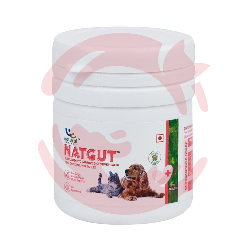 Natgut Digestive Care Supplements for Dogs and Cats - Chicken Liver (10 tablets)