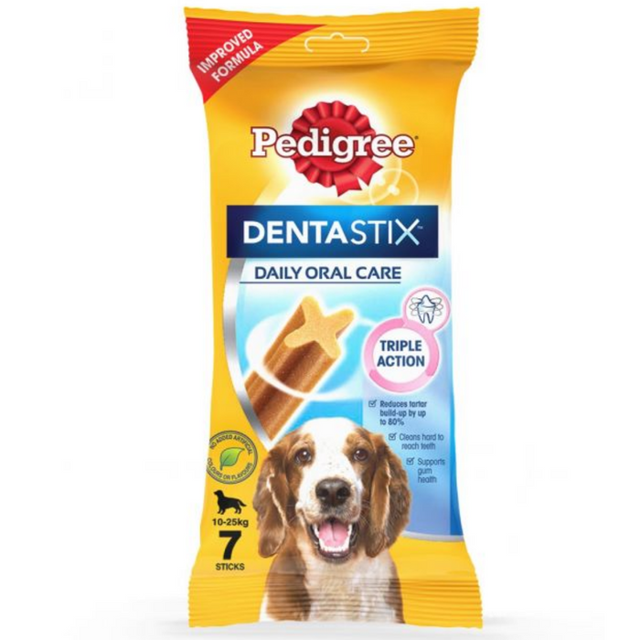 Pedigree Dentastix Dog Treat Oral Care for Adult Medium Breed (10-25 kg), (7 Sticks) 180g Weekly Pack