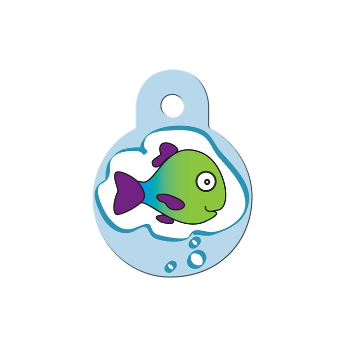 Personalised Petsy Pet Tag - Small Circle - Dreaming Fish