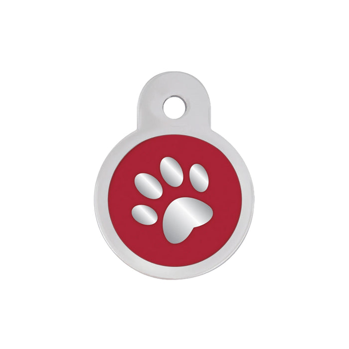 Personalised Petsy Pet Tag - Large Circle - Epoxy Red Paw