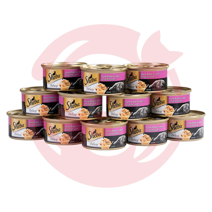 Sheba Wet Cat Food - Tuna Filets in Jelly Can - Pack of 12 (85g x 12 cans)