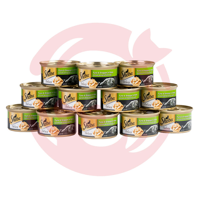 Sheba Wet Cat Food - Tuna & Snapper in Gravy Can - Pack of 12 (85g x 12 cans)
