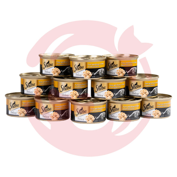 Sheba Wet Cat Food - Tuna & Prawns in Gravy Can (Pack of 12 i.e. 85g x 12 cans)