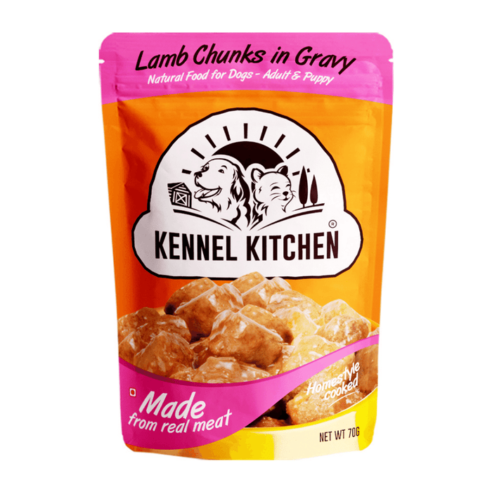 Kennel Kitchen Wet Dog Food - Lamb Chunks in Gravy (Pack of 15 x 80g Pouches)