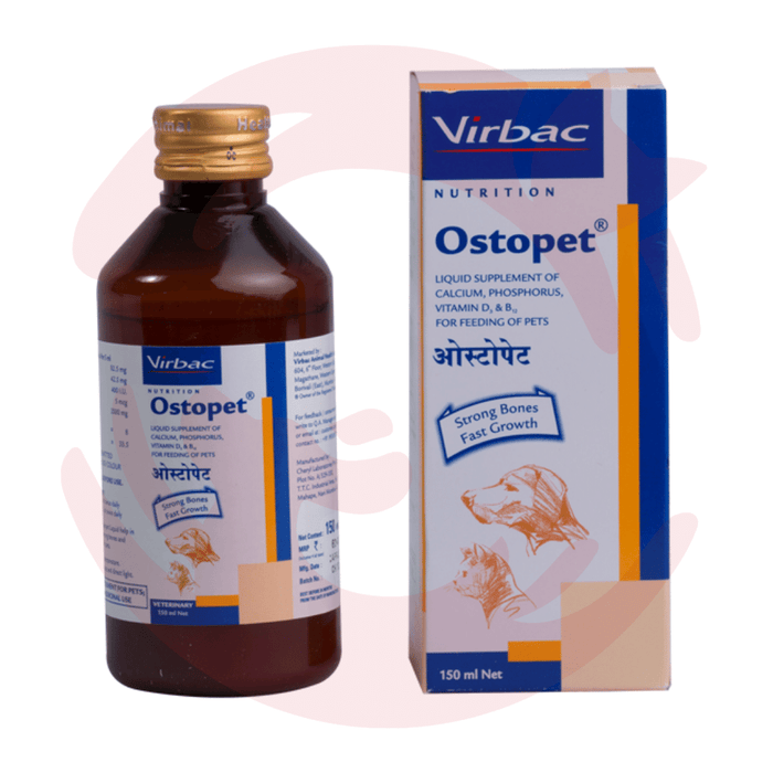 Virbac Supplement for Dogs & Cats - Ostopet Bone-health and Growth (150ml)