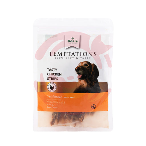 Basil Dog Treats - Temptations Tasty Chicken Strips (80g)