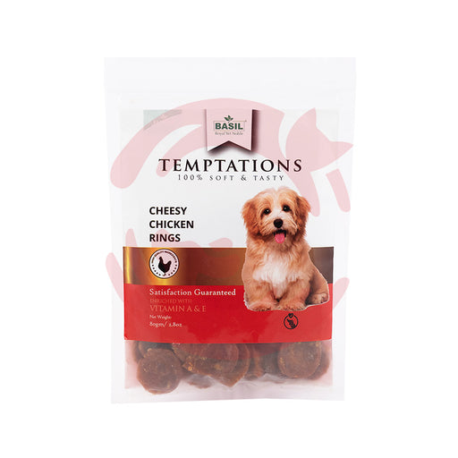 Basil Dog Treats - Temptations Cheesy Chicken Rings (80g)