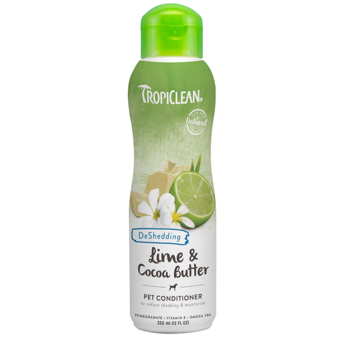 Tropiclean Lime & Cocoa Butter Pet Conditioner, Deshedding - 355ml