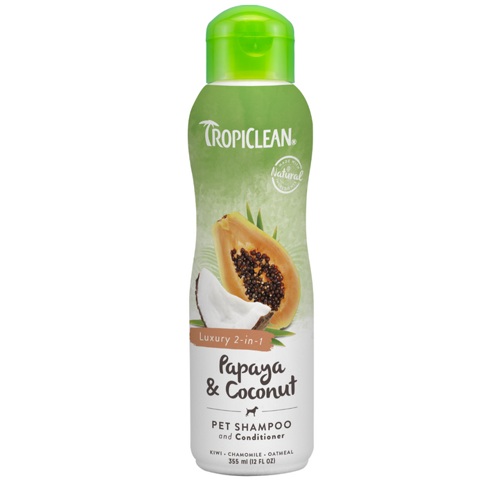 Tropiclean Papaya & Coconut Shampoo Conditioner, Luxury 2-in-1 - 355ml