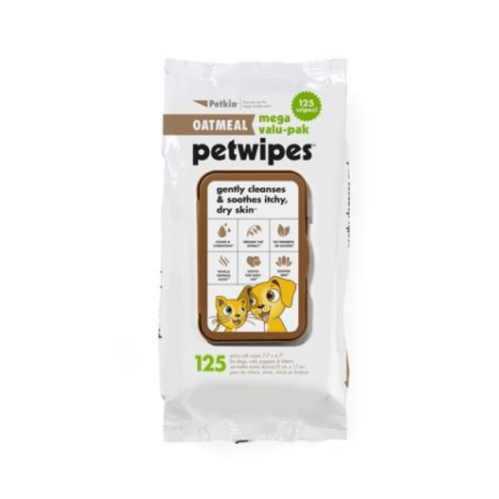 Petkin Oatmeal Pet Wipes Value Pack - 125 Wipes