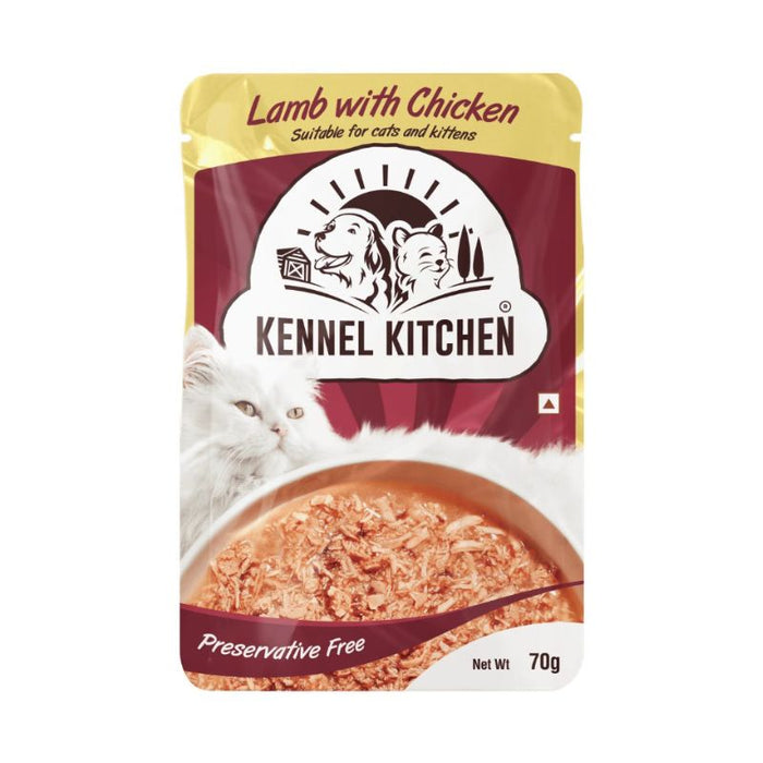 Kennel Kitchen Wet Cat Food - Lamb with Chicken Shreds in Gravy (70g x 12 Pouches)
