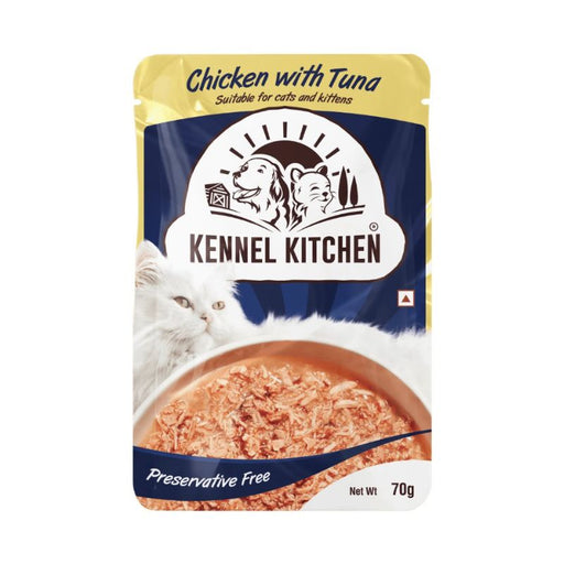 Kennel Kitchen Wet Cat Food - Chicken and Tuna Shreds in Gravy (70g x 12 Pouches)