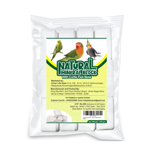 Boltz Natural Mineral Block with Cuttlefish Bone - For Birds (250 gm)