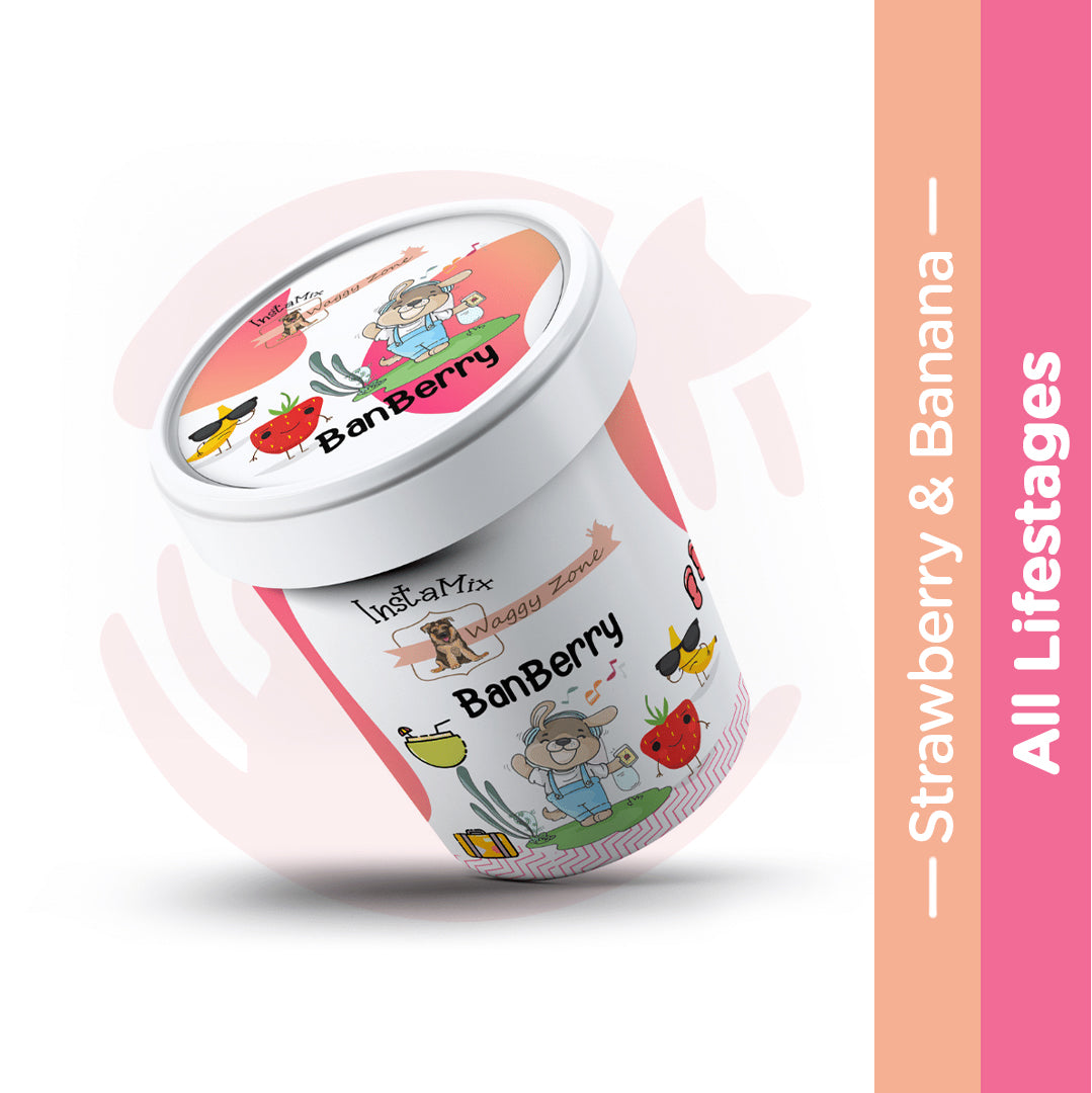 Waggy Zone Vegan Doggy Ice Cream Insta Mix - Banberry (Strawberry & Banana) (40g)